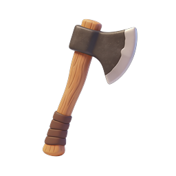 Wooden Axe Icon - 3D Realistic Hatchet Design