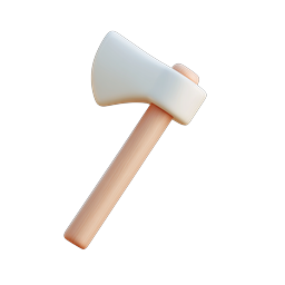 Icône 3D de hache en bois - Design outil et bûcheron
