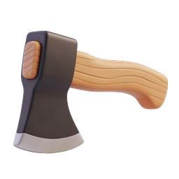 Wooden Axe Icon - 3D Rendered Cutting Tool Design