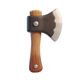 Icône de hache en bois 3D | Illustration d'outil hachette