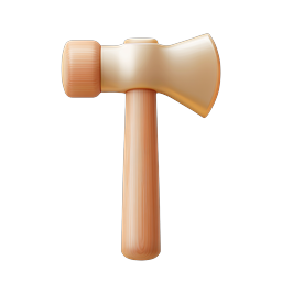 Wooden Axe Icon - Realistic 3D Hatchet Tool Design