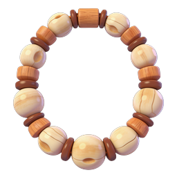 Wooden Beads Bracelet Icon - 3D Realistic Jewelry Design