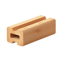 Wooden Beam Block Icon - Realistic 3D Lumber Render