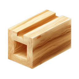 Isometric Wooden Beam Block Icon - 3D Wood Grain