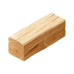 Realistic Wooden Beam Icon - 3D Isometric Lumber Block