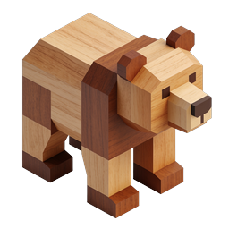 Wooden Bear Block Sculpture Isometric Icon