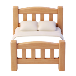 Wooden Bed Icon - Cozy Bedroom Furniture Illustration