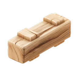 Wooden Bench Isometric Icon - 3D Wood Texture Design