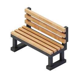 Iso-3D-Icon einer Holzbank für den Park