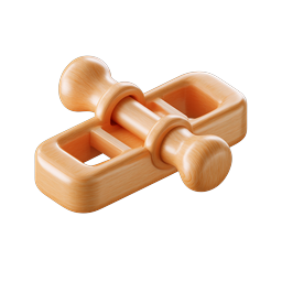 Wooden Binder Clip Icon - 3D Isometric Office Supply