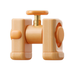 Wooden Binoculars Icon - 3D Rendered Exploration Symbol