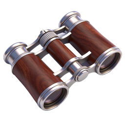 Wooden Binoculars Icon - Realistic 3D Render