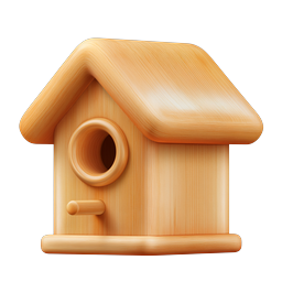 Realistic Wooden Birdhouse Icon | 3D Nature Design
