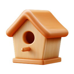 Wooden Birdhouse Icon - 3D Realistic Bird Home Design