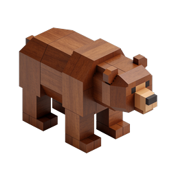 Wooden Block Bear - 3D Isometric Animal Icon