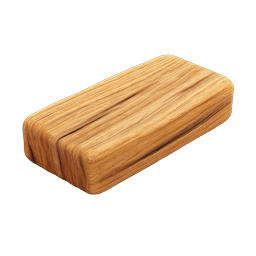 Wooden Block 3D Icon - Natural Timber Plank Design