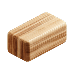 Realistic Wooden Block 3D Icon with Natural Grain Texture
