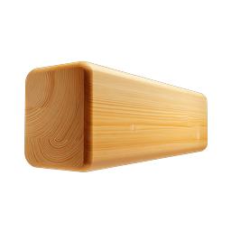 Realistic 3D Wooden Block Icon with Natural Grain