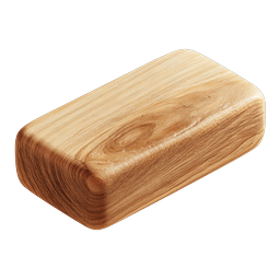 Realistic Wooden Block Icon - Natural Timber Texture