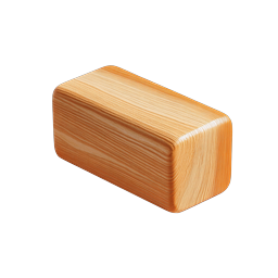 Realistic Wooden Block Icon - Natural Timber Texture