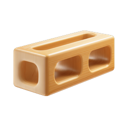 Wooden Block Icon - 3D Clay Style Hollow Brick