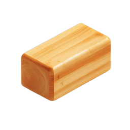 Realistic Wooden Block Icon - 3D Timber Render