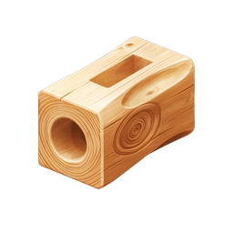 Realistic Wooden Block with Hole Icon - Natural Wood Grain