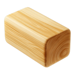 Wooden Block Icon - Realistic 3D Timber Graphic