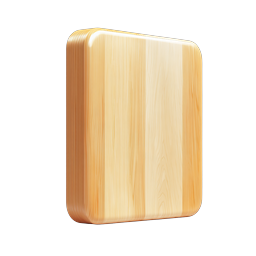 Realistic Wooden Block 3D Icon with Natural Grain Texture