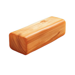 Realistic Wooden Block Icon - 3D Timber Element