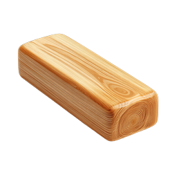 Realistic Wooden Block Icon | Natural Wood 3D Render