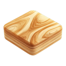 Wooden Block Isometric 3D Icon with Natural Grain Texture