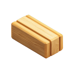 Wooden Block Icon - Natural Timber 3D Illustration