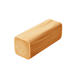 Wooden Block Icon - 3D Realistic Timber