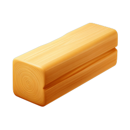 Wooden Block Icon - Realistic Timber 3D Render