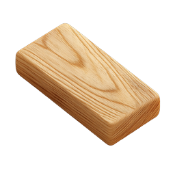Realistic Wooden Block Icon - Natural Wood Grain Design