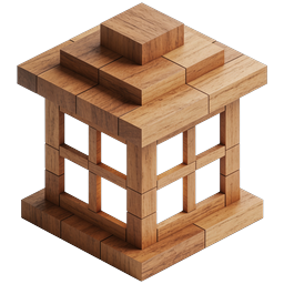 Wooden Block Pavilion - Isometric 3D Icon
