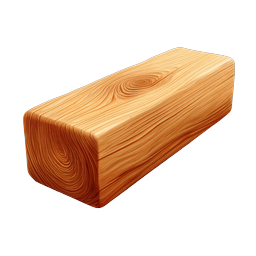 Wooden Block Timber 3D Icon - Natural Lumber