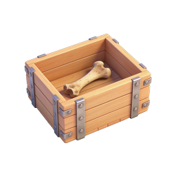 Wooden Crate with Bone - 3D Isometric Pet Icon