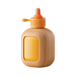 Wooden Squeeze Bottle Icon with Orange Cap | 3D Realistic