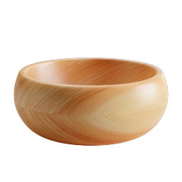 Wooden Bowl Icon - Realistic 3D Kitchenware Design