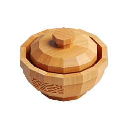 Faceted Wooden Bowl Vessel - Artisan 3D Icon