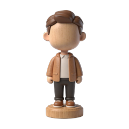 Wooden Boy Figure 3D Icon - Clay Style Avatar