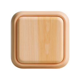 Realistic Wooden Button Icon - Natural Wood UI Element