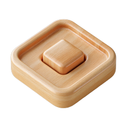 Wooden 3D Button Icon - Isometric UI Element