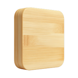 Wooden Button Icon - Realistic 3D Bamboo Texture