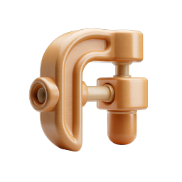 Wooden C-Clamp Icon - 3D Rendered Carpentry Tool