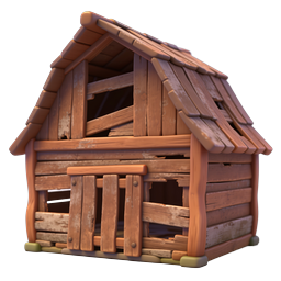 3D-Icon rustikale Holzhütte für Bauernhof- und Spieldesigns