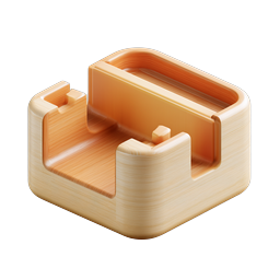 ไอคอนกล่องจัดระเบียบไม้ - กล่องเก็บของ 3D สมจริง