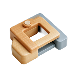 Wooden Vintage Camera Icon - 3D Realistic Style